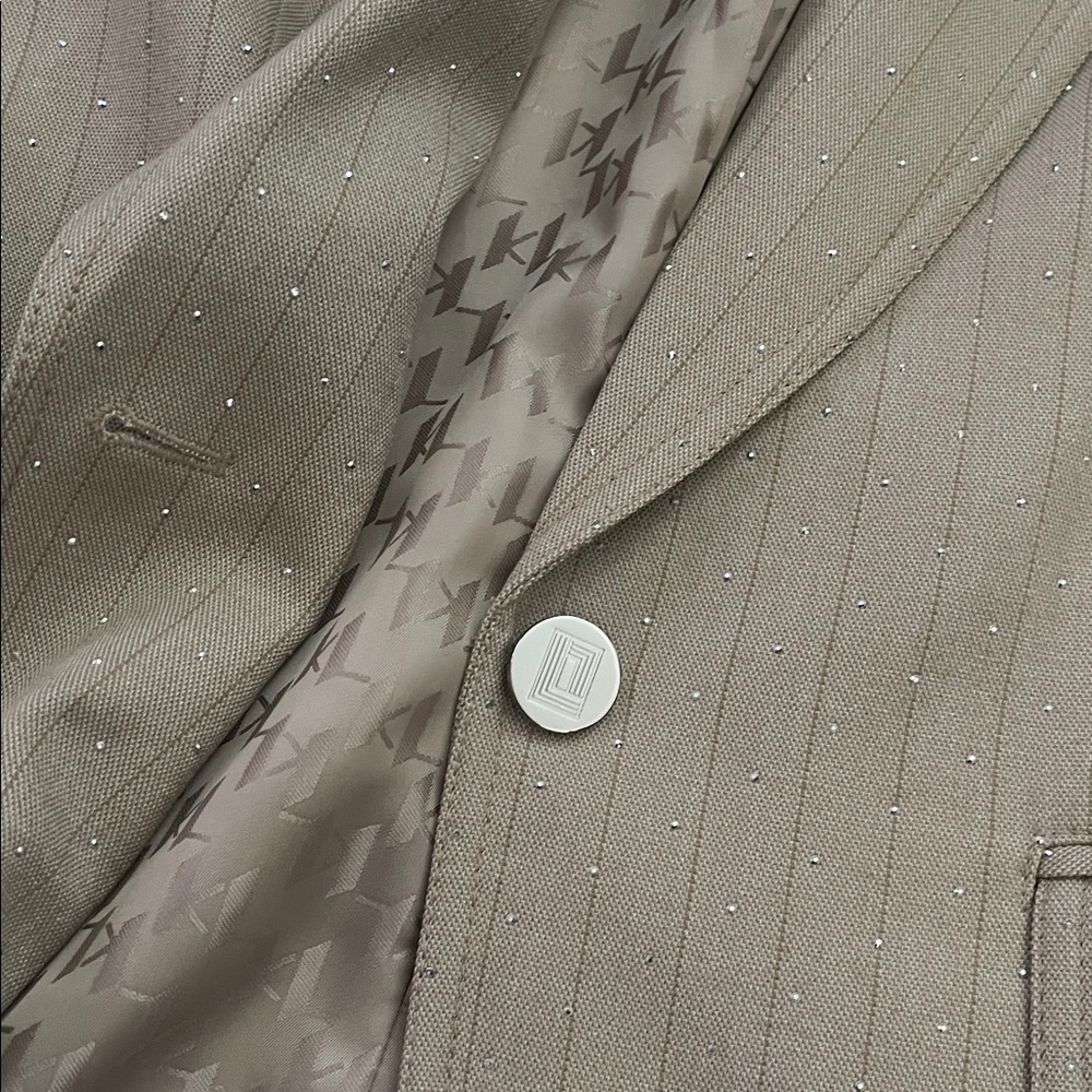Karl Lagerfeld Beige Pinstripe Jacket - Picture 3 of 9